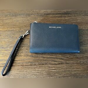 Michael Kors Navy Wristlet with Silver Accents - Never Used!